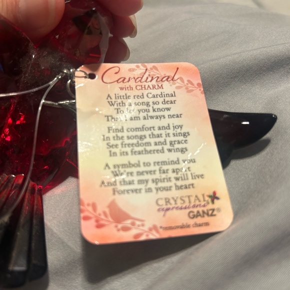 GANZ Red and Black Crystal Bird Ornament - Picture 4 of 5